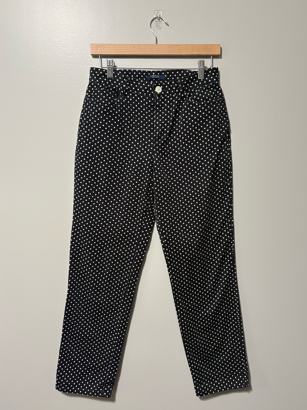 Chaps Classic Slim Straight Fit Mid Rise Polkadot Pants